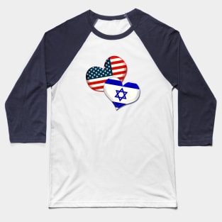 USA and Israel hearts Baseball T-Shirt